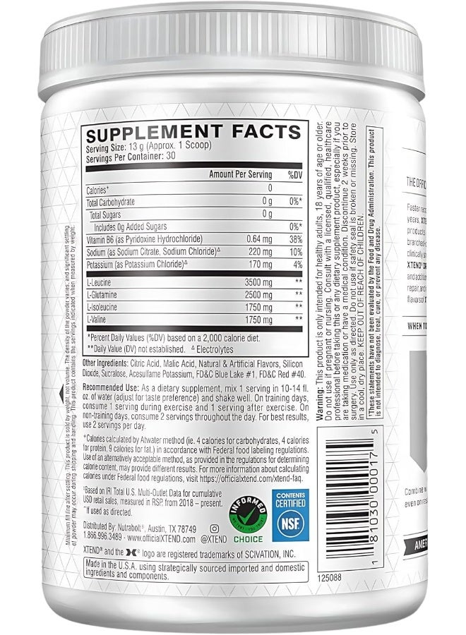 XTEND Glacial Grape Original BCAA Powder 390g 30 Servings
