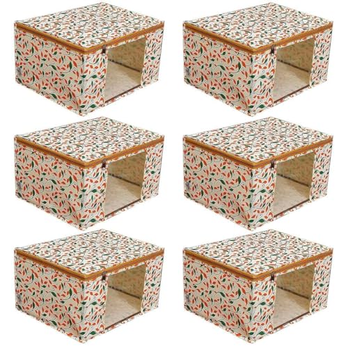 AARON INC Saree Cover With Zip/Storage Bag for Clothes/Saree Packing Covers For Wedding/Organizer Wardrobe Lehenga Bag/Pack of 6 - Image 1