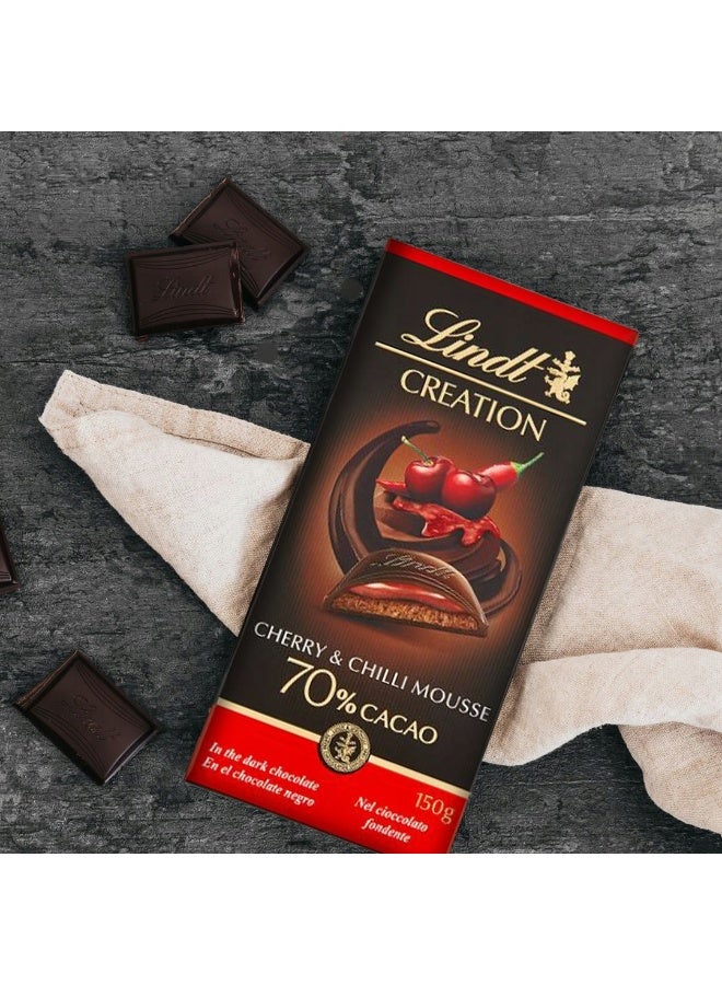 Lindt Creation Cherry & Chilli Mousse 70% Cacao Chocolate Bar 150grams - Image 2