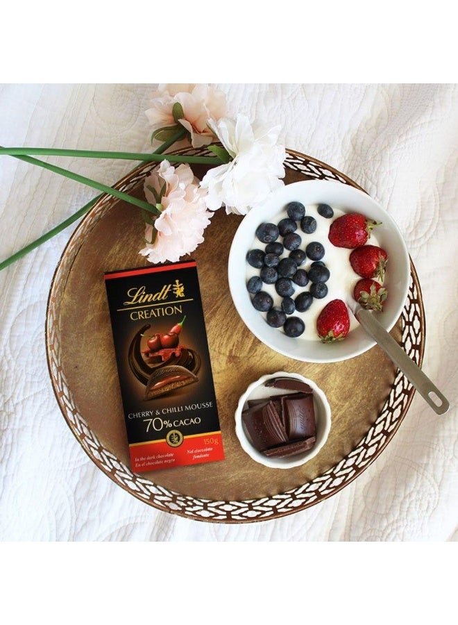 Lindt Creation Cherry & Chilli Mousse 70% Cacao Chocolate Bar 150grams - Image 3
