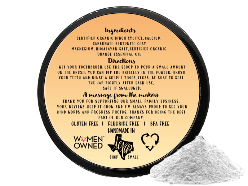 SIMPLY SOONEY Zero Waste Paper Bag Kid Safe Orange Organic Vegan Fluoride Free Remineralizing Tooth Powder - Ships Without Any Plastic - Image 4