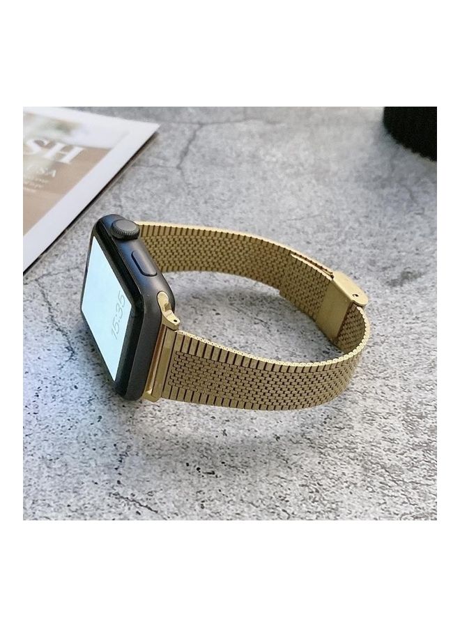 NIBEMINENT Replacement Strap For Apple Watch Series Gold - Image 1