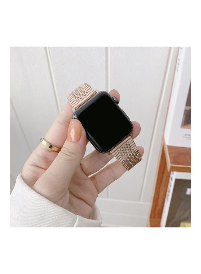 NIBEMINENT Replacement Strap For Apple Watch Series Gold - Image 4