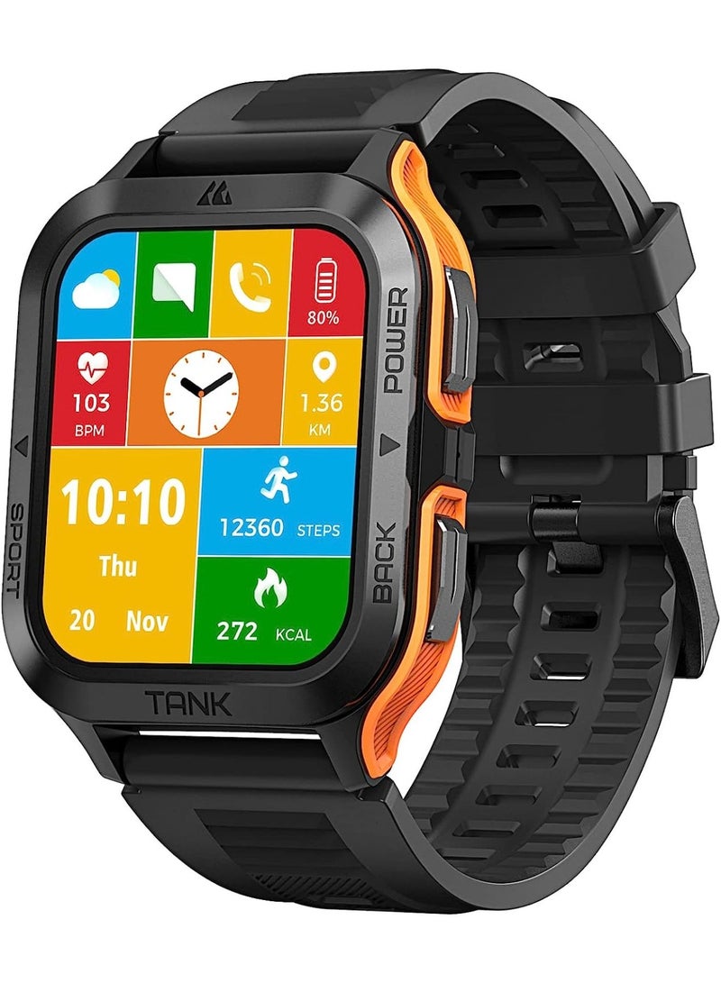 KOSPET Tank M2 Bluetooth Answer Make Call Smart Watches For Men 5 ATM US Military Certified With 70 Sport Modes 1.85 Inch For Android IOS IPhones With Heart Rate Blood Pressure Orange - Image 2