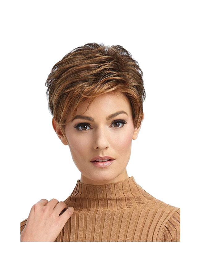 NIBEMINENT Synthetic Gradient Fiber Short Hair Wig Brown 20 x 18cm - Image 5