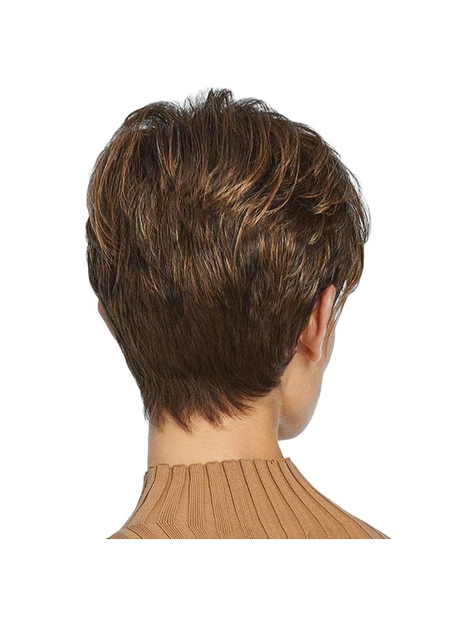NIBEMINENT Synthetic Gradient Fiber Short Hair Wig Brown 20 x 18cm - Image 4