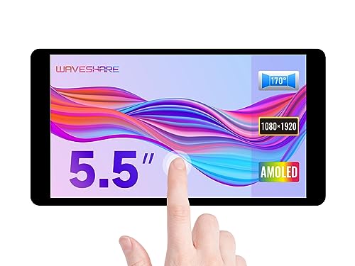 waveshare 5.5inch Capacitive Touch AMOLED Display Compatible with Raspberry Pi 4B/3B+/3A+/2B/B+/A+/Zero/Zero W/WH/Zero 2W CM3+/4 1080×1920 Resolution HDMI Supports Jetson Nano/Windows - Image 1