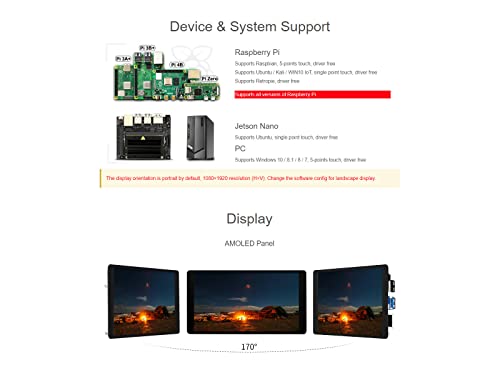 waveshare 5.5inch Capacitive Touch AMOLED Display Compatible with Raspberry Pi 4B/3B+/3A+/2B/B+/A+/Zero/Zero W/WH/Zero 2W CM3+/4 1080×1920 Resolution HDMI Supports Jetson Nano/Windows - Image 4