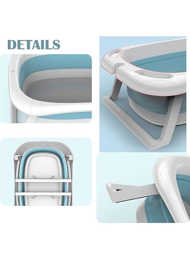 Arabest Baby Bath Tub, Non-Slip Foldable Children Lying Bathtub Shower Sink with Heat Thermometers and Floating Bath Pillow for Newborn, 0-8 Years Children-Pink with pillow  - Image 5