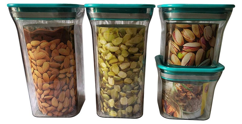 Machak Plastic Unbreakable Air Tight Food Storage Jar Kitchen Container Set (Blue, 4 Pc) - Image 3