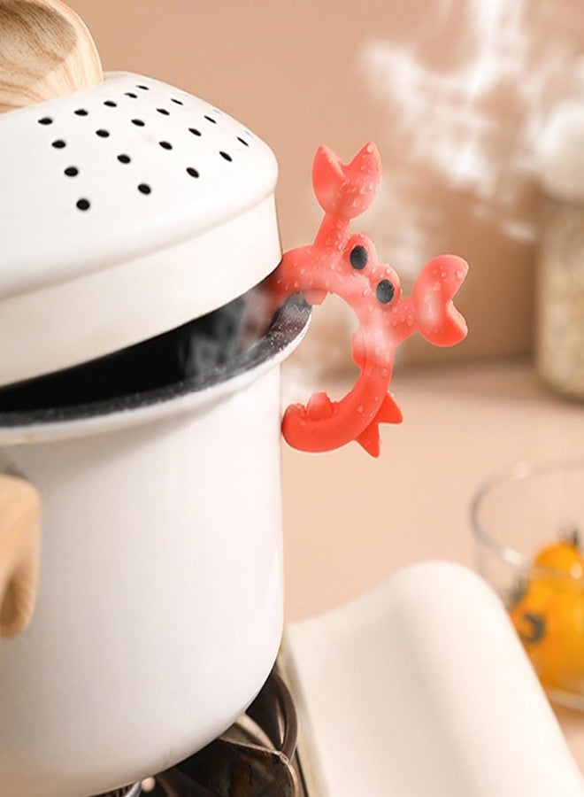 JQUAL 4 Pcs Crab Spatula Holder, Crab Utensil Holder, Crab Spoon Holder for Pot, Creative Crab Shaped Spatula Rack, Silicone Multifunctional Spatula Holder Anti-overflow Clip (Mixed colors) - Image 4