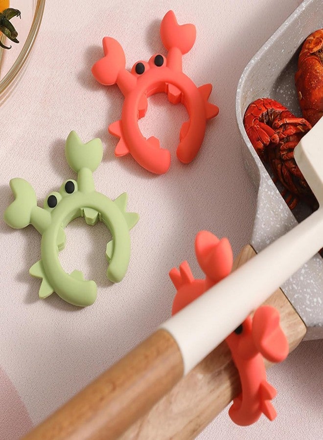 JQUAL 4 Pcs Crab Spatula Holder, Crab Utensil Holder, Crab Spoon Holder for Pot, Creative Crab Shaped Spatula Rack, Silicone Multifunctional Spatula Holder Anti-overflow Clip (Mixed colors) - Image 2