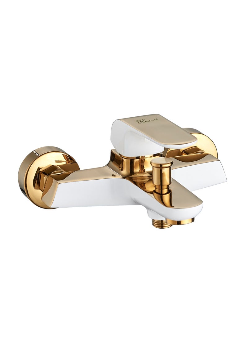HESANIT HESANIT Elite Single Lever Bath Mixer With Hand Shower Set White Gold - 7002WG  - Image 2