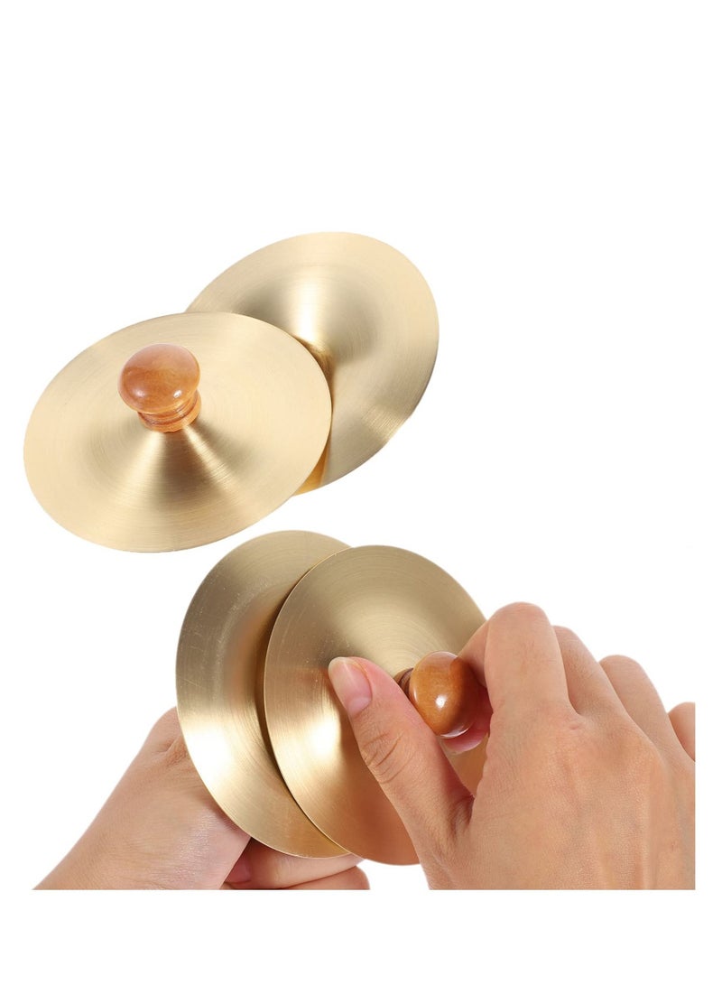 Y&D Finger Cymbals,Wooden Handles, 1 Pair 3.5inch Cymbals Copper Mini Hand Cymbal Belly Dance Cymbal,Music Instrument for Adults, Kids, 9cm - Image 1