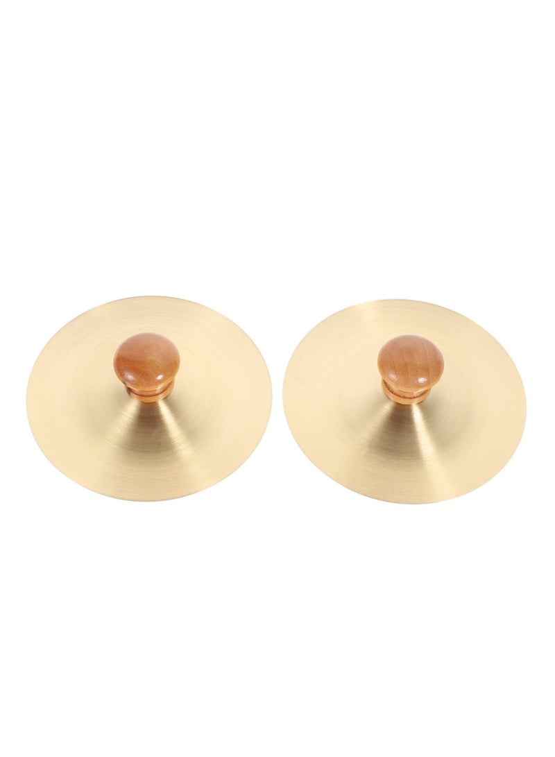 Y&D Finger Cymbals,Wooden Handles, 1 Pair 3.5inch Cymbals Copper Mini Hand Cymbal Belly Dance Cymbal,Music Instrument for Adults, Kids, 9cm - Image 3