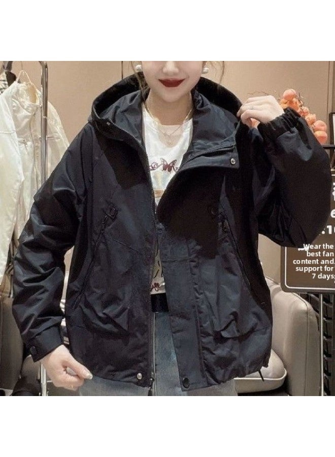 Autumn 2024 New Style Rush Clothes High-end Sense Workwear Style Hooded Sports All-match Jacket Slimming Double-layer Baseball Suit 