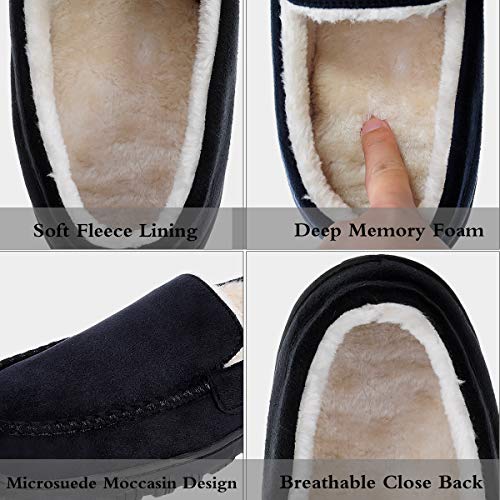 shoeslocker Mens House Slippers Indoor Outdoor Anti-Slip Slipper Warm Plush Black Size 11 - Image 3
