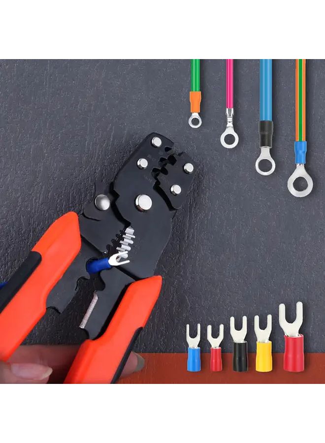 Black Ergonomic Metal Wire Crimping Tool with Orange Handle Professional Electrical Cable Crimper - Image 5