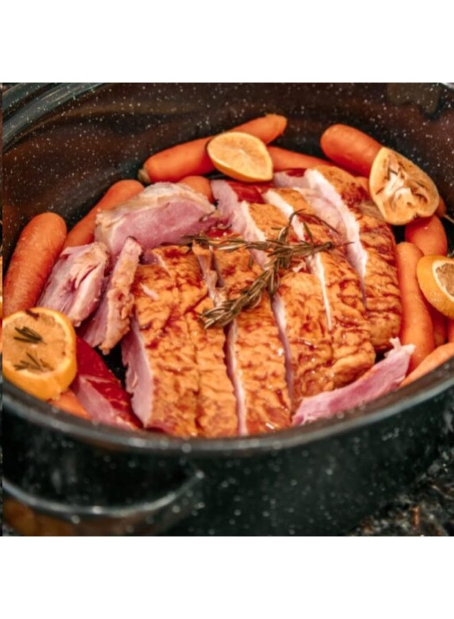 Granite Ware 19 inch oval roaster with Lid enameled steel design to accommodate up to 20 lb poultry/roast. Resists up to 932°F - Image 4