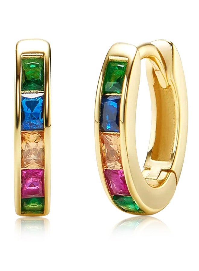 Peora Gold Plated Multi Crystal Studded Stylish Hoop Huggie Earring Jewellery for Women - Image 1