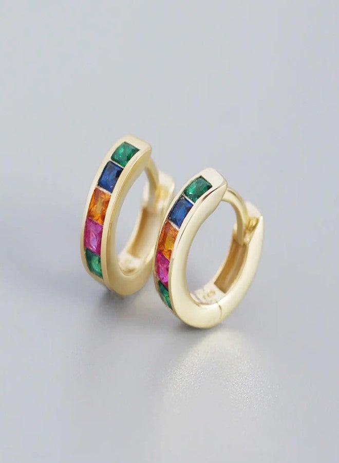 Peora Gold Plated Multi Crystal Studded Stylish Hoop Huggie Earring Jewellery for Women - Image 2