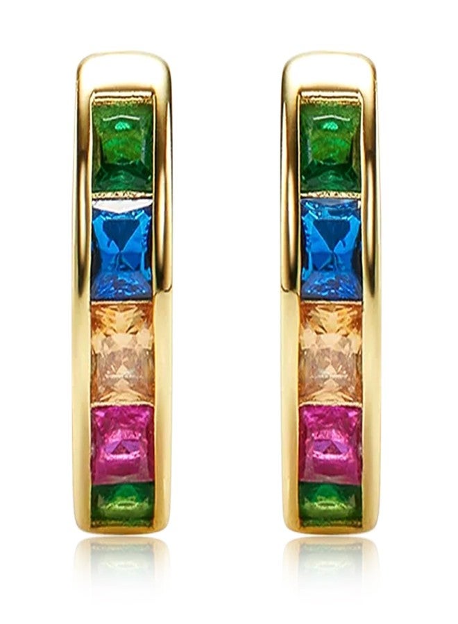Peora Gold Plated Multi Crystal Studded Stylish Hoop Huggie Earring Jewellery for Women - Image 3