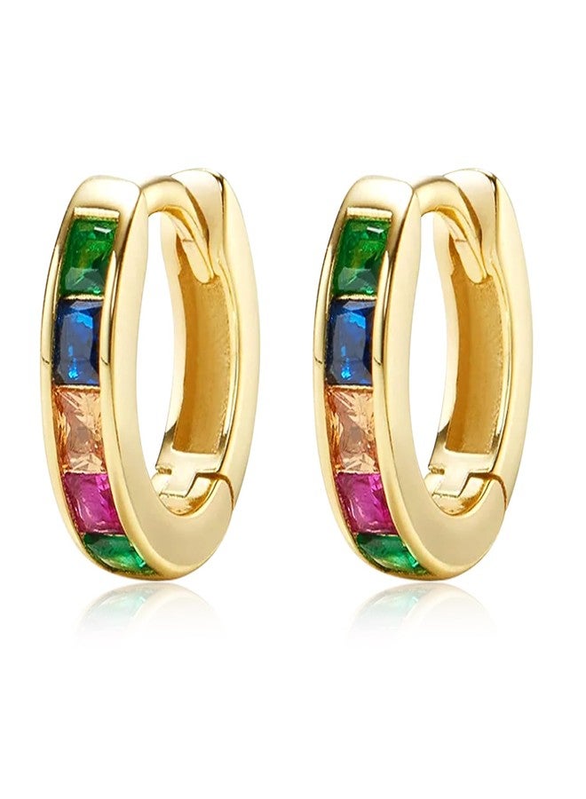 Peora Gold Plated Multi Crystal Studded Stylish Hoop Huggie Earring Jewellery for Women - Image 4