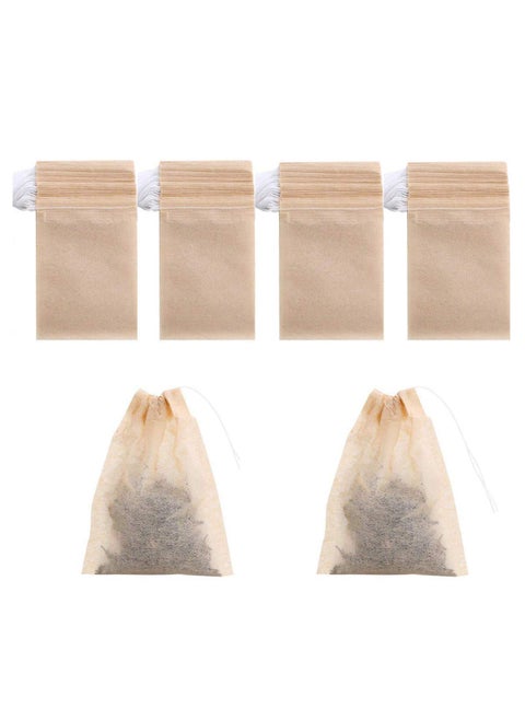 400 Pack Disposable Drawstring Tea Filter Bags Safe  Natural Unbleached Paper Tea Infuser Drawstring Empty Bag for Loose Leaf Tea 7 x 9 Natual Color