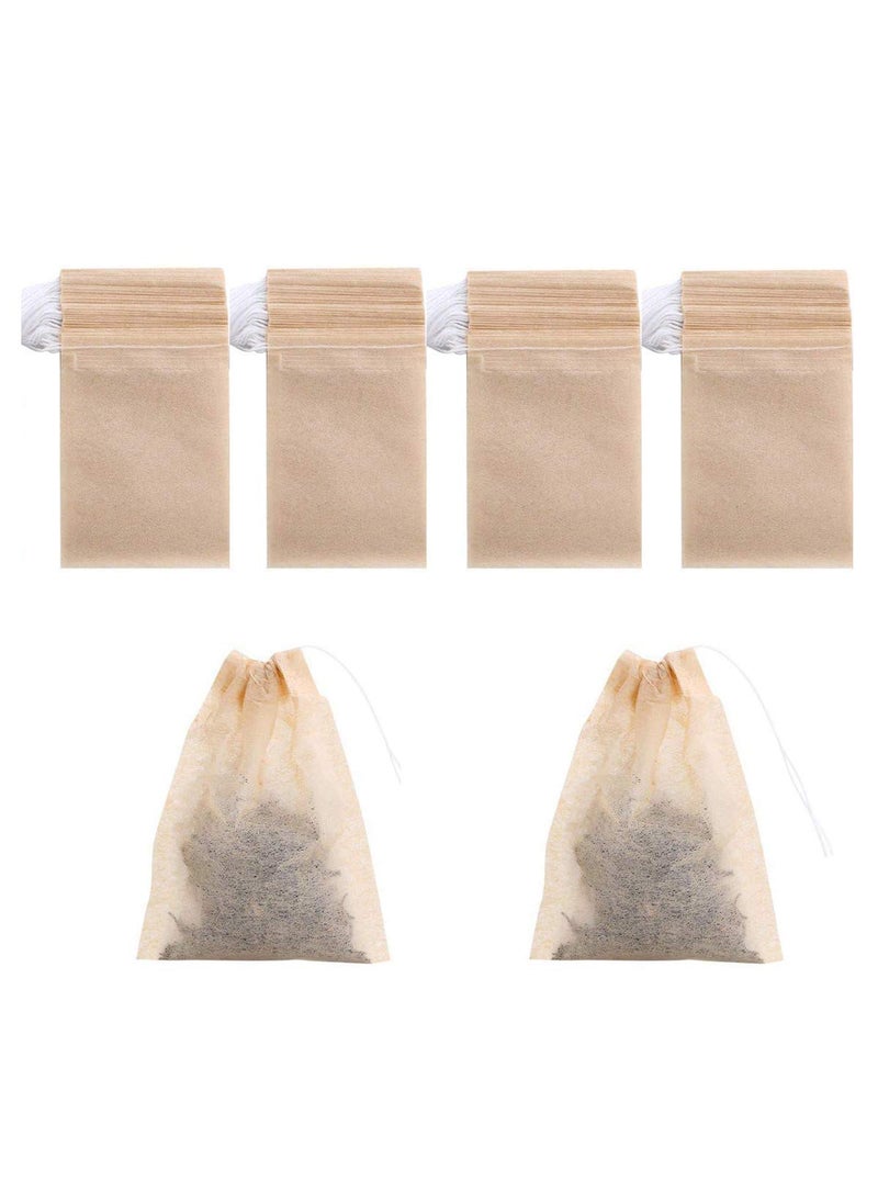 400 Pack Disposable Drawstring Tea Filter Bags Safe  Natural Unbleached Paper Tea Infuser Drawstring Empty Bag for Loose Leaf Tea 7 x 9 Natual Color