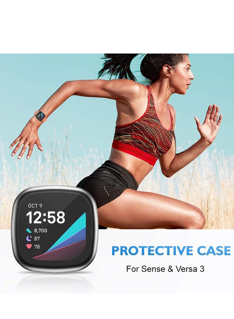 Smart Watch Protective Case, Screen Protector Case Compatible with for Fitbit Sense and Versa 3, Soft TPU Plated Bumper Full Cover Cases for Sense Smartwatch, 4-Pack - Image 3