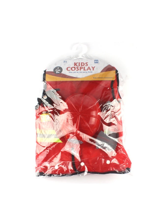 ميكسد مجموعة لعب الأدوار التنكرية لرجال الإطفاء مكونة من 6 قطع، فستان أطفال إطفاء مع قبعة رجل إطفاء حمراء وأدوات لعبة سترة، زي مهنة رجل الإطفاء، ألعاب لعب الأدوار التظاهرية، مجموعة ألعاب تعليمية للحفلات - Image 2