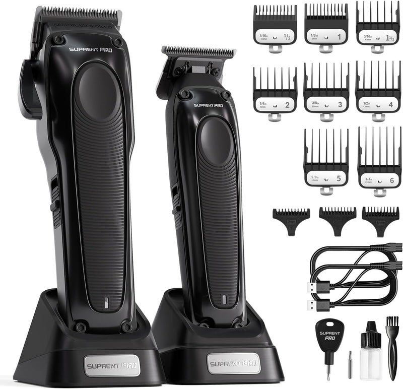 Professional Hair Clippers for Men DLC Coated Blade with Power Compensator Motor Cordless Hair Trimmer Set for Barbers with Charging Base Premium Hair Clipper Kit Gift for Men