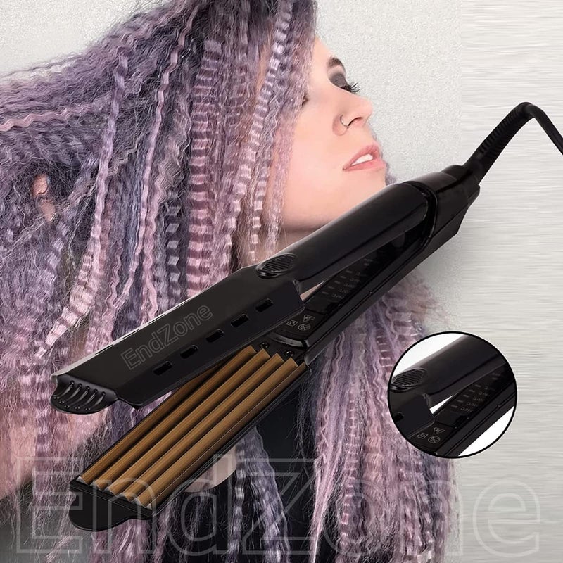 EndZone Professional Hair crimper stylish machine 60 watts with 4 temperature Controller & Quick heating Technology V & G (Black) - Image 2