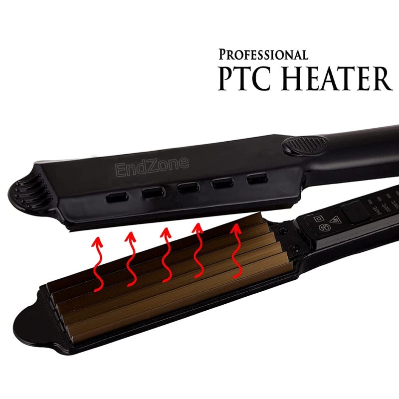EndZone Professional Hair crimper stylish machine 60 watts with 4 temperature Controller & Quick heating Technology V & G (Black) - Image 3