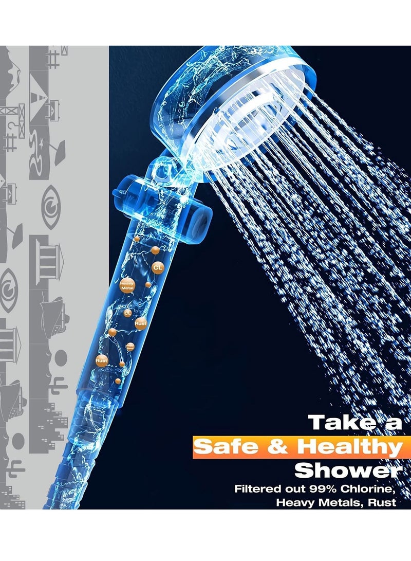Filtered Handheld Shower Head, High-Pressure Showerhead with 【Rainfall】 【Mist】 【Massage】 Spray Modes wand Comes With 【Stainless Steel Hose】【Shower Filter Replacement】 - Image 2