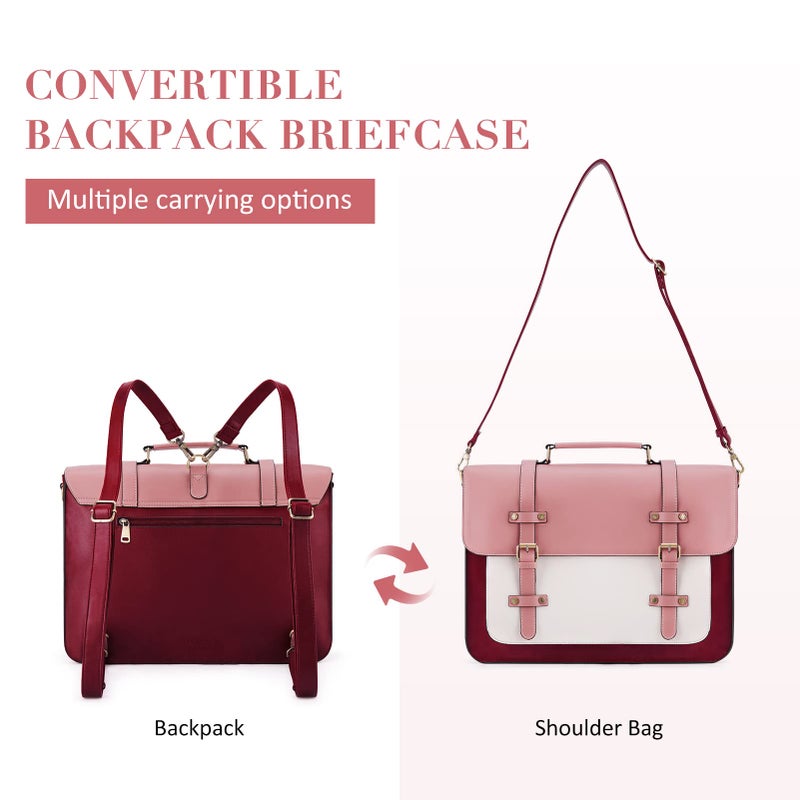 ECOSUSI Laptop Bag for Women Vegan Leather Messenger Bag Fashion Briefcase Backpack 15.6 inch Computer Satchel Bag - Image 3