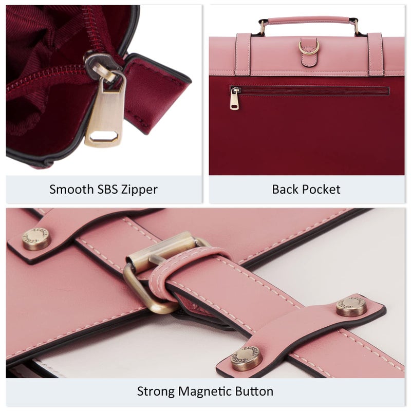 ECOSUSI Laptop Bag for Women Vegan Leather Messenger Bag Fashion Briefcase Backpack 15.6 inch Computer Satchel Bag - Image 5