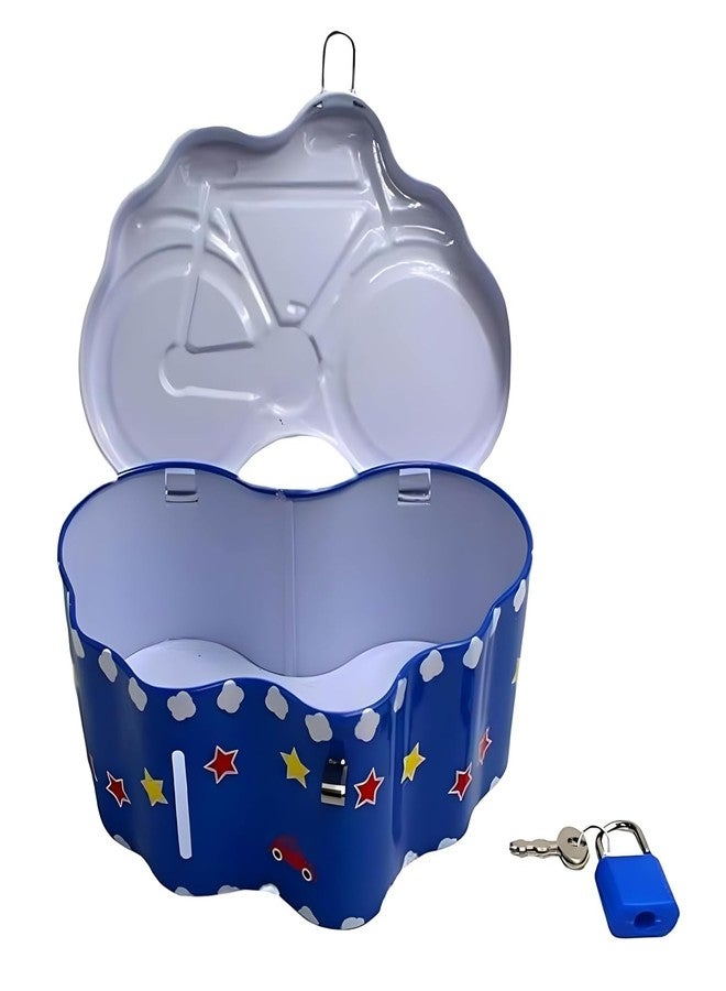 KAVYARA Kids Piggy Bank Coin Organizer Cycle Design Money Saving Bank for Coins & Cash Ideal for Saving Money (Blue) - Image 4