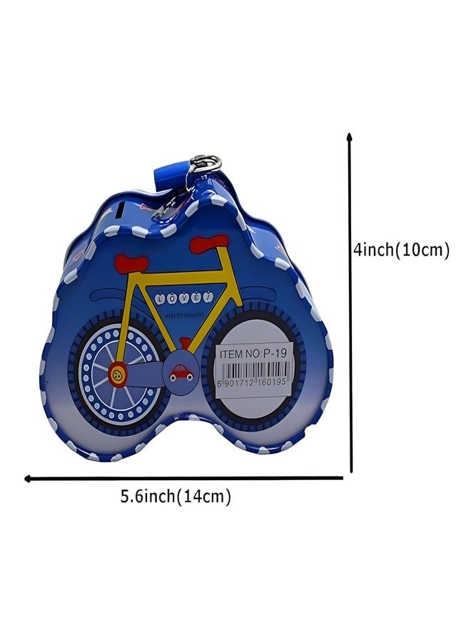 KAVYARA Kids Piggy Bank Coin Organizer Cycle Design Money Saving Bank for Coins & Cash Ideal for Saving Money (Blue) - Image 2