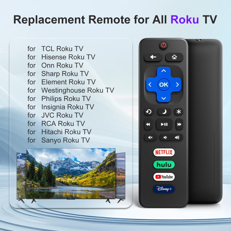 YOSUN (Pack of 2) Replacement for Roku-TV-Remote-Control, for TCL Roku/Onn Roku/Hisense Roku/Sharp Roku/Philips Roku Series Smart TVs (Not for Roku Stick, Box, Premiere and Players) - Image 2