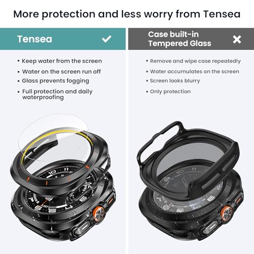 Tensea [5+5Pack for Samsung Galaxy Watch Ultra 2025 / Galaxy Watch 7 Ultra 2024 47mm Accessories, Hard PC Bumper/HD Anti-Fog Tempered Glass Protective Film, Face Cover Set for Women Men - Image 3