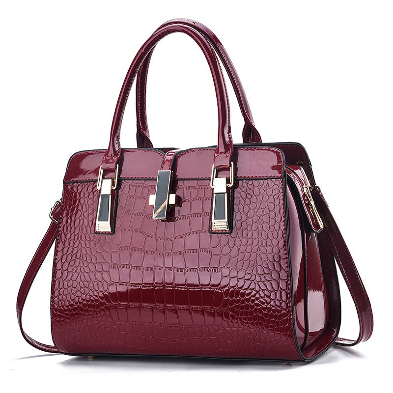 Fashion Bright Leather Women'S Handbag 2025 Large Capacity Crocodile Shoulder Crossbody Bag - Image 2