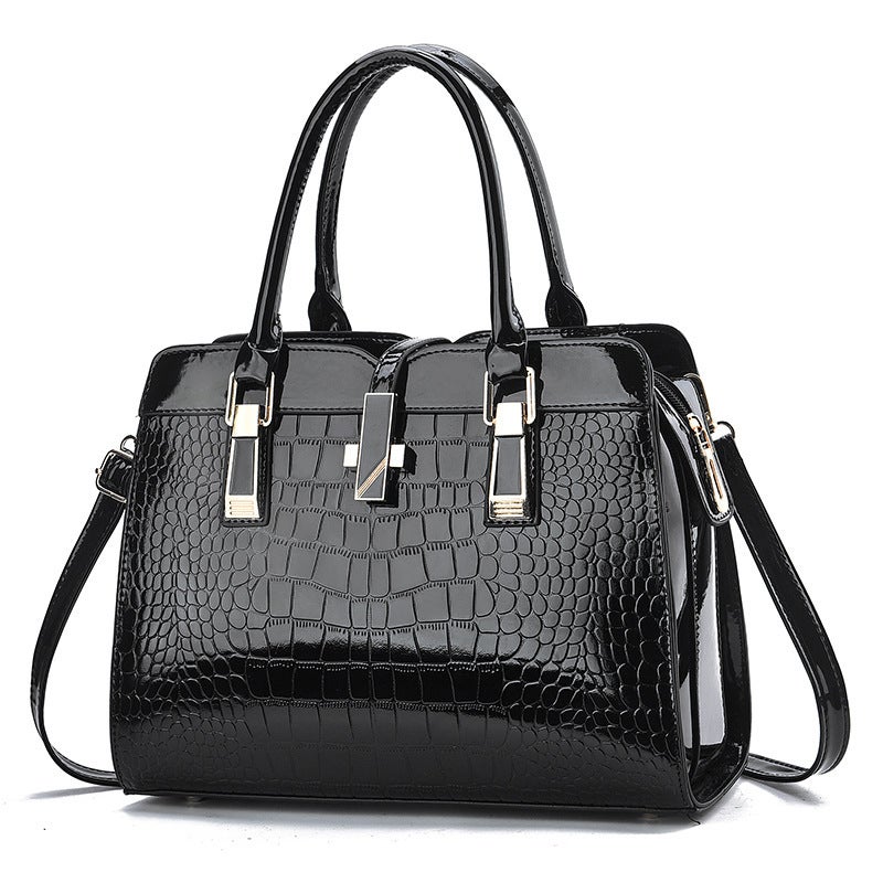 Fashion Bright Leather Women'S Handbag 2025 Large Capacity Crocodile Shoulder Crossbody Bag - Image 3