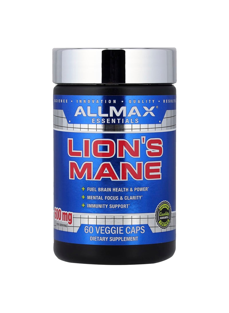 Allmax Essentials, Lion's Mane, 60 Veggie Caps (300 mg Per capsule)