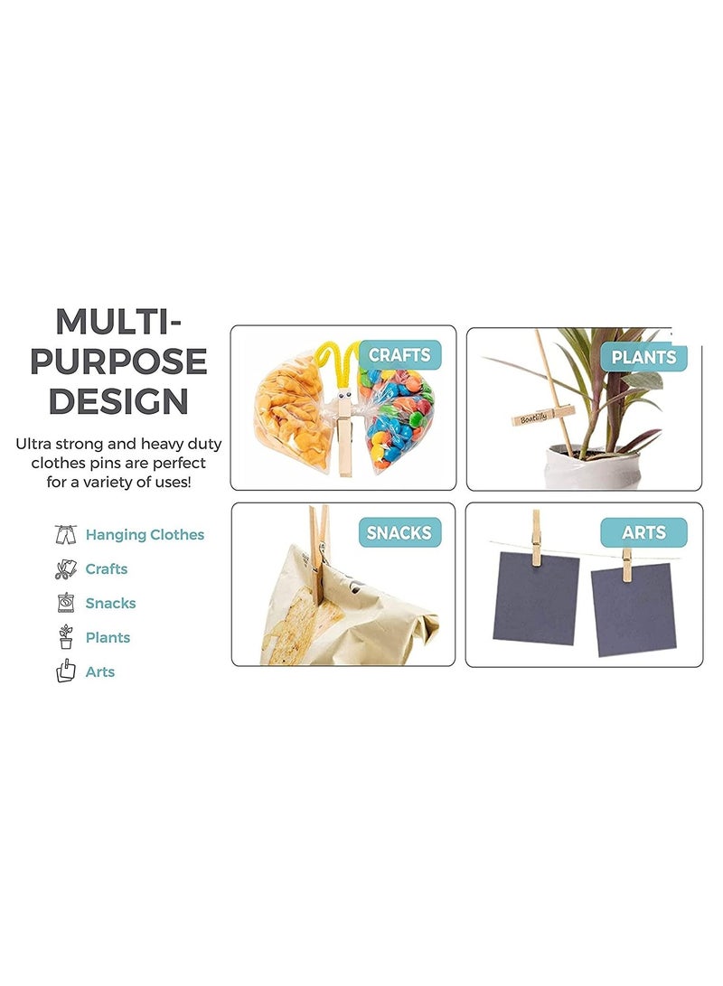 مشابك قماشية متينة من الخيزران الطبيعي، مشابك خشبية متعددة الأغراض، دبابيس شيمتي لتزيين الصور الفنية، مجموعة من 100 قطعة - Image 5