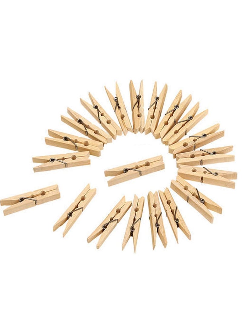 مشابك قماشية متينة من الخيزران الطبيعي، مشابك خشبية متعددة الأغراض، دبابيس شيمتي لتزيين الصور الفنية، مجموعة من 100 قطعة - Image 1