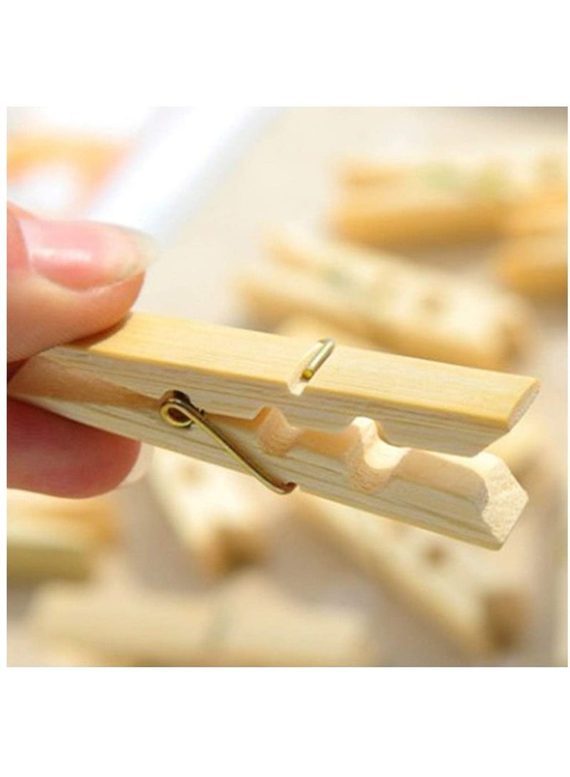 مشابك قماشية متينة من الخيزران الطبيعي، مشابك خشبية متعددة الأغراض، دبابيس شيمتي لتزيين الصور الفنية، مجموعة من 100 قطعة - Image 2