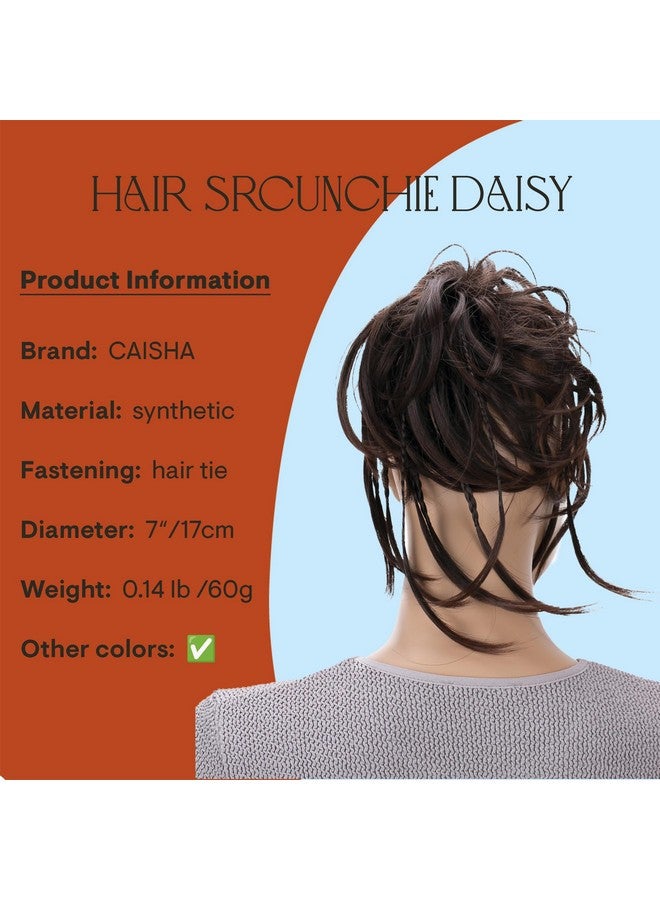 كايشا قطعة شعر جامبو سكرانشي مضفر أوبدو مموجة وفوضوية على شكل كعكة بني داكن G7D - Image 2