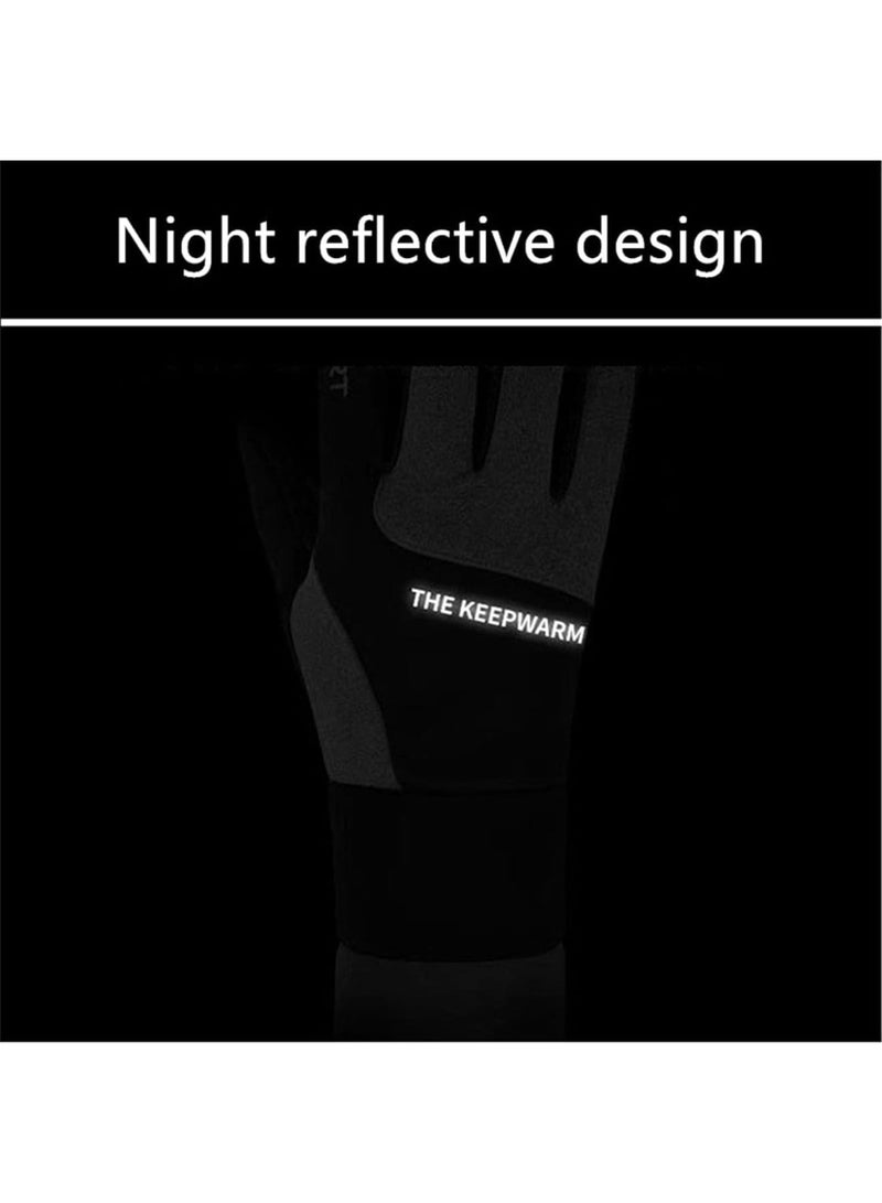 SOLARAE Touch Screen Cycling Gloves, Full Finger Waterproof Ski Gloves with Anti Slip Silicone Palm, Windproof Liner Thermal Warm Running Gloves for Driving, Hiking, Sports, Soccer, Shooting, Black - Image 3