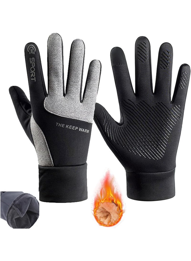 SOLARAE Touch Screen Cycling Gloves, Full Finger Waterproof Ski Gloves with Anti Slip Silicone Palm, Windproof Liner Thermal Warm Running Gloves for Driving, Hiking, Sports, Soccer, Shooting, Black - Image 1